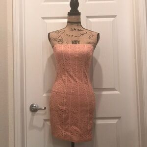 Urban Outfitters Strapless Peach Lace Dress